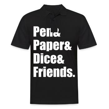 Pen & Paper & Dice & Friends. Cadeau RPG - Polo Homme - noir - Devant - Kai (181cm)