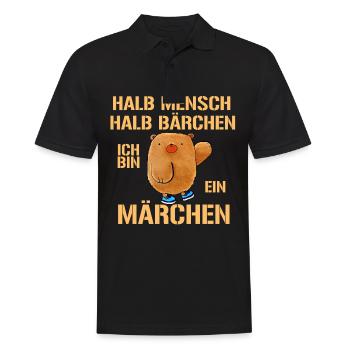 Halb Mensch halb Bärchen ich bin ein Märchen - Männer Poloshirt - Schwarz - Vorne - Kai (181cm)