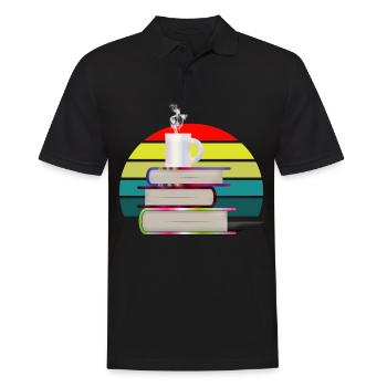 Bücher im Sonnenuntergang - Männer Poloshirt - Schwarz - Vorne - Kai (181cm)