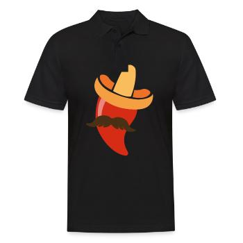 Mexikanische Peperoni Design - Männer Poloshirt - Schwarz - Vorne - Kai (181cm)