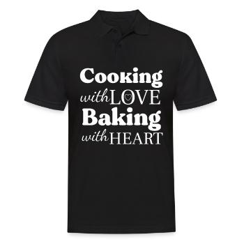 Cooking with Love Baking with Heart - Männer Poloshirt - Schwarz - Vorne - Kai (181cm)