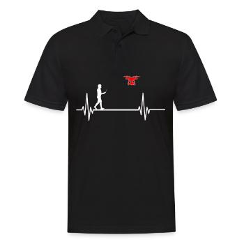 Drohne Copter lustiges T-Shirt Herzschlag Puls EKG - Männer Poloshirt - Schwarz - Vorne - Kai (181cm)