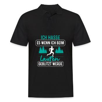 Ich hasse es wenn ich beim Laufen geblitzt werde - Männer Poloshirt - Schwarz - Vorne - Kai (181cm)