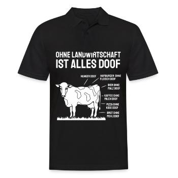 Ohne Landwirtschaft ist alles doof Kuh Spruch - Männer Poloshirt - Schwarz - Vorne - Kai (181cm)