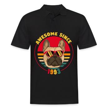 28e anniversaire du bouledogue français génial depuis 1993 - Polo Homme - noir - Devant - Kai (181cm)