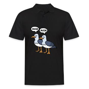 Moin Moin Möwen Ostsee Nordsee Plattdeutsch - Männer Poloshirt - Schwarz - Vorne - Kai (181cm)