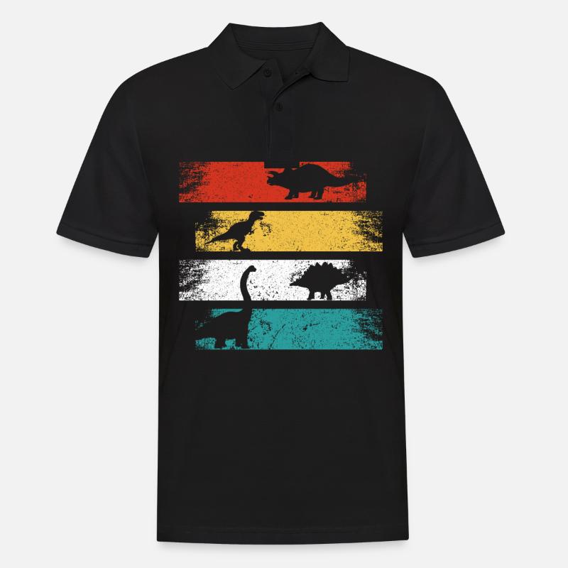 Retro Dino T-Rex Styracosaurus Dinosaurier - Männer Poloshirt - Schwarz