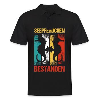Seepferdchen Bestanden Frühschwimmer Abzeichen - Männer Poloshirt - Schwarz - Vorne - Kai (181cm)