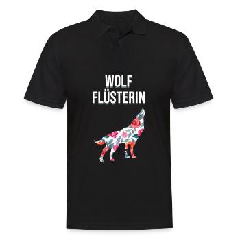 Wolf Flüsterin Blumen Rosen jaulender Wolf Natur - Männer Poloshirt - Schwarz - Vorne - Kai (181cm)