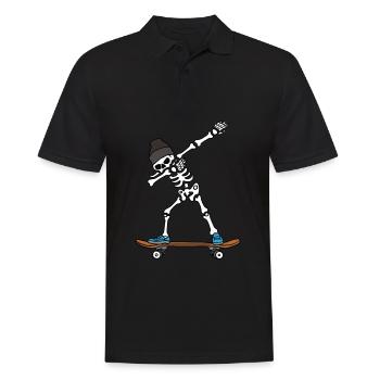 Dabbing skeleton on skateboard gift - Men's Polo Shirt - black - Front - Kai (181cm)