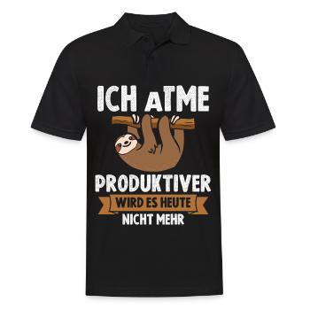 Ich Atme Faultier - Männer Poloshirt - Schwarz - Vorne - Kai (181cm)