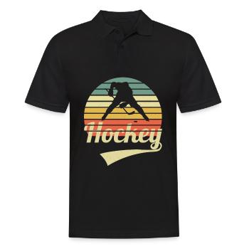 Hockey sur glace vintage joueur de hockey sur glace rétro - Polo Homme - noir - Devant - Kai (181cm)