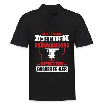Sie lassen mich mit der Fräsmaschine spielen - Männer Poloshirt - Schwarz - Vorne - Kai (181cm)