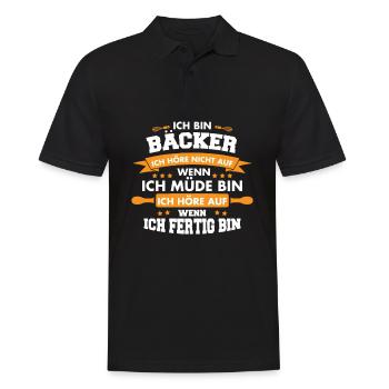 Ich bin Bäcker höre nicht auf wenn ich müde bin - Männer Poloshirt - Schwarz - Vorne - Kai (181cm)