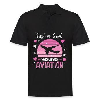 Just A Girl Who Loves Aviation Aviation Aviation Avion - Polo Homme - noir - Devant - Kai (181cm)