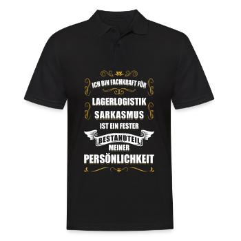 Ich bin Fachkraft für Lagerlogistik Staplerfahrer - Männer Poloshirt - Schwarz - Vorne - Kai (181cm)