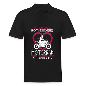 Ich habe zwar nicht mein eigenes Motorrad Bikerin - Männer Poloshirt - Schwarz - Vorne - Kai (181cm)