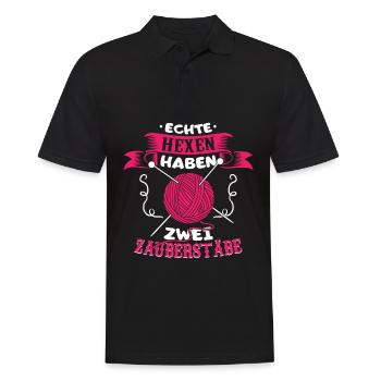 Real witches have two wands crochet knitting - Men's Polo Shirt - black - Front - Kai (181cm)