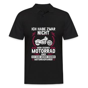 Ich habe zwar nicht mein eigenes Motorrad - Männer Poloshirt - Schwarz - Vorne - Kai (181cm)