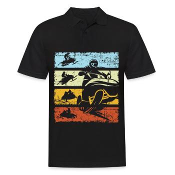 Vintage Snowmobile Snowmobile Retro Winter - Men's Polo Shirt - black - Front - Kai (181cm)