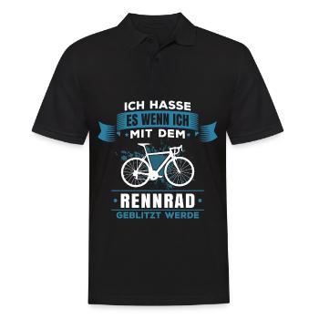 Ich hasse es wenn ich mit dem Rennrad geblitzt - Männer Poloshirt - Schwarz - Vorne - Kai (181cm)