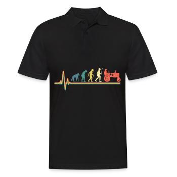 Vintage Heartbeat Tractor Retro Evolution Tractor - Männer Poloshirt - Schwarz - Vorne - Kai (181cm)