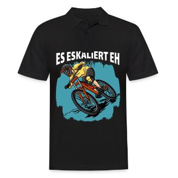 Downhill - Es Eskaliert Eh Mountainbiker Radfahrer - Männer Poloshirt - Schwarz - Vorne - Kai (181cm)