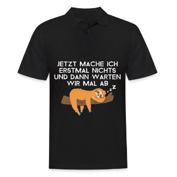 Jetzt mache ich nichts und dann warten wir ab - Männer Poloshirt - Schwarz - Vorne - Kai (181cm)