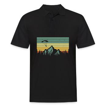 Vintage paraglider mountains skydiving paragliding - Polo Homme - noir - Devant - Kai (181cm)