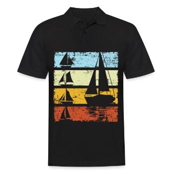 Vintage Sailboat Sailor Skipper Captain Sailing - Men's Polo Shirt - black - Front - Kai (181cm)
