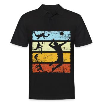 Volley-ball vintage cadeau beach volleyball - Polo Homme - noir - Devant - Kai (181cm)