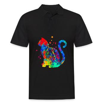 Cats Art Vintage Kitten Retro Kitten Graphic - Männer Poloshirt - Schwarz - Vorne - Kai (181cm)