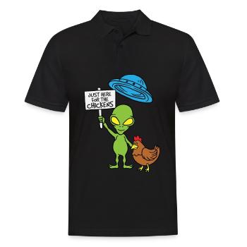UFO Alien Just Here For The Chickens Chicken - Polo Homme - noir - Devant - Kai (181cm)