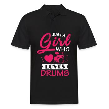 Drummer Girl Just A Girl Who Loves Drums Geschenk - Männer Poloshirt - Schwarz - Vorne - Kai (181cm)