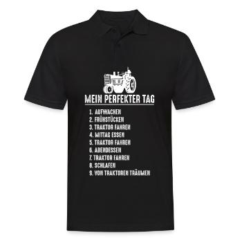 Mein Perfekter Tag Traktor fahren Tagesplan Bauer - Männer Poloshirt - Schwarz - Vorne - Kai (181cm)