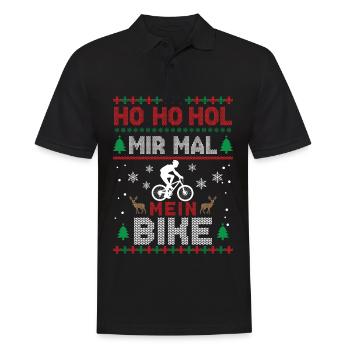 Ugly Christmas Ho Ho Hol mir mal mein Bike Fahrrad - Männer Poloshirt - Schwarz - Vorne - Kai (181cm)