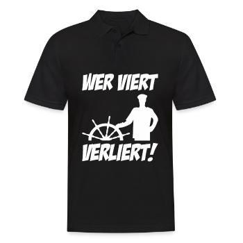 Wer Viert Verliert - Segler Skipper Steuerrad - Männer Poloshirt - Schwarz - Vorne - Kai (181cm)