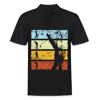 Golfer & Golfspieler Golf Club Golfplatz Retro - Männer Poloshirt - Schwarz - Vorne - Kai (181cm)