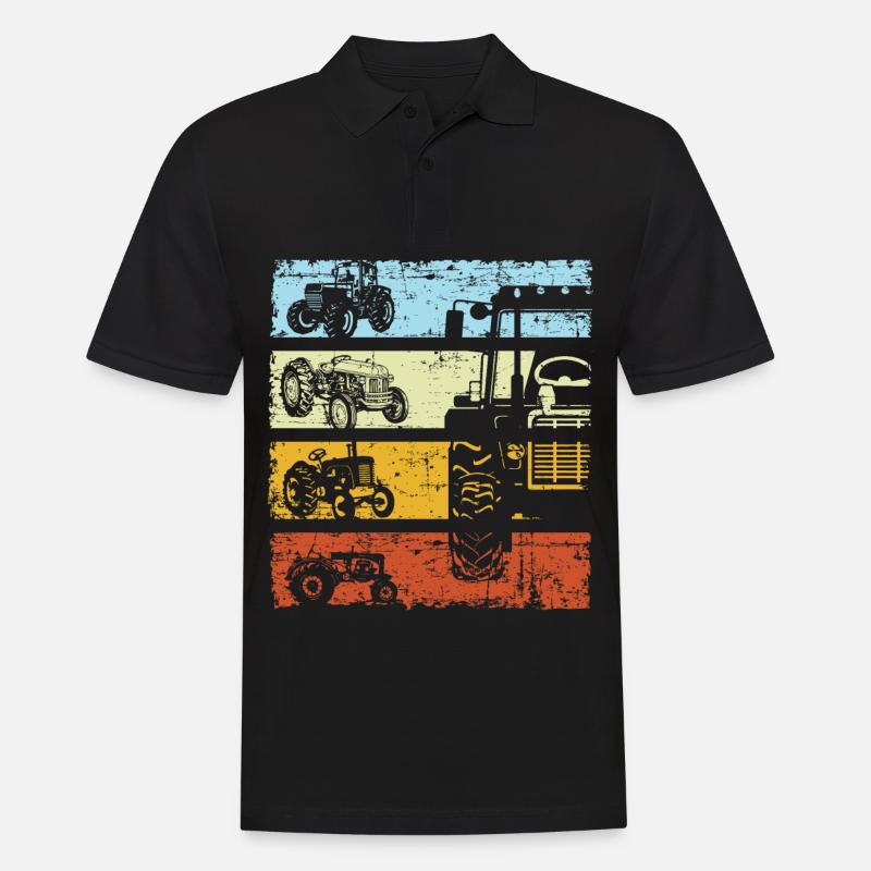 Retro Traktor Bauer Trecker Landwirt Vintage - Männer Poloshirt - Schwarz