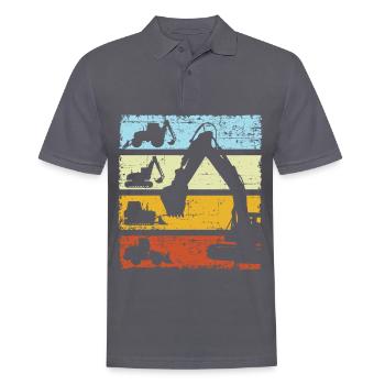 Excavatrices vintage Machines de construction - Polo Homme - charbon - Devant - Nico (186cm)