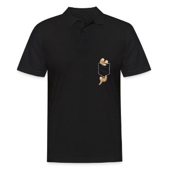 Paresseux dans une poche de poitrine - Polo Homme - noir - Devant - Kai (181cm)