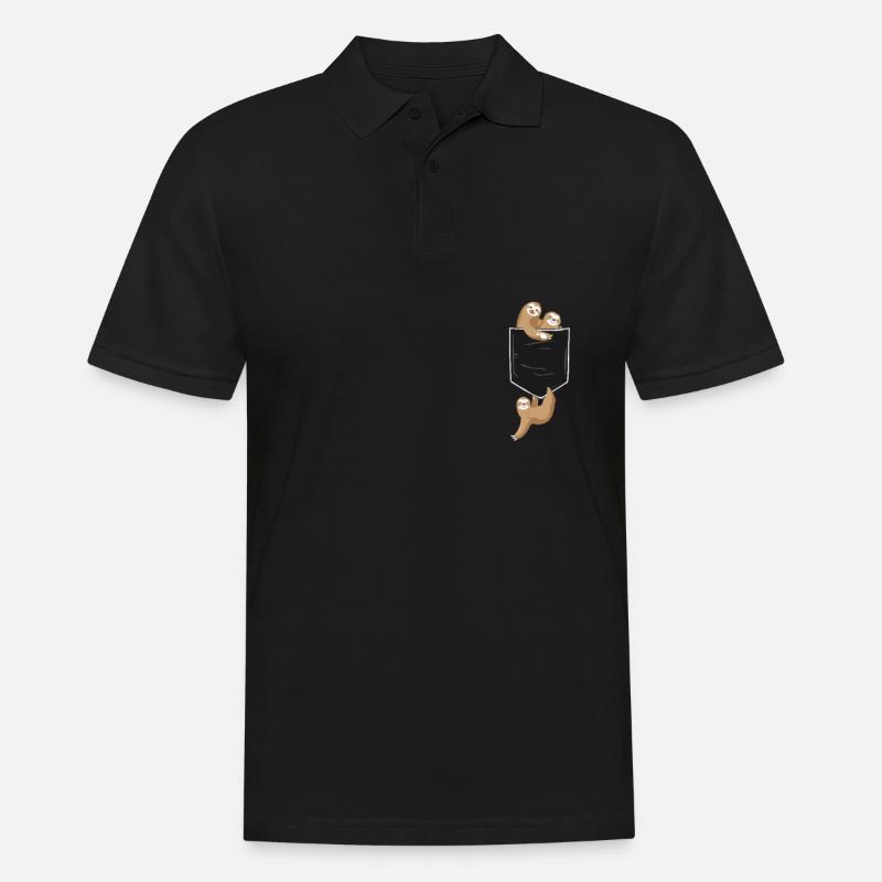 Faultiere in Brusttasche - Männer Poloshirt - Schwarz