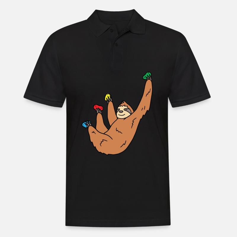 Faultier Klettern Geschenk - Männer Poloshirt - Schwarz