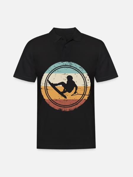 Rétro Wakeboard Wakeboard Wakeboard rétro Wakeboard Wakeboard - Polo Homme - noir