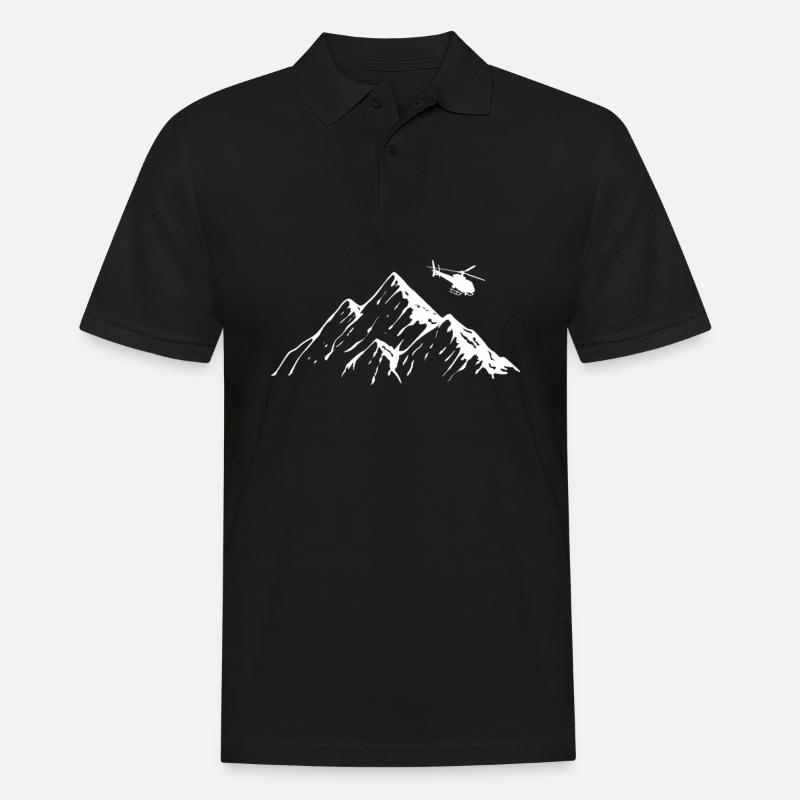 Helicopter Mountains Heli Pilot Aviation Flight - Männer Poloshirt - Schwarz