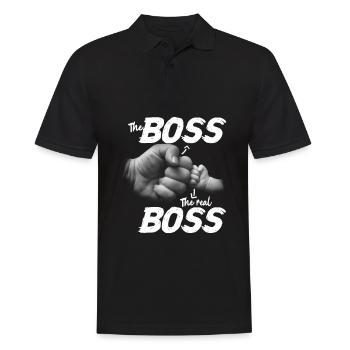 The Boss The Real Boss Papa Sohn Vatertag - Männer Poloshirt - Schwarz - Vorne - Kai (181cm)