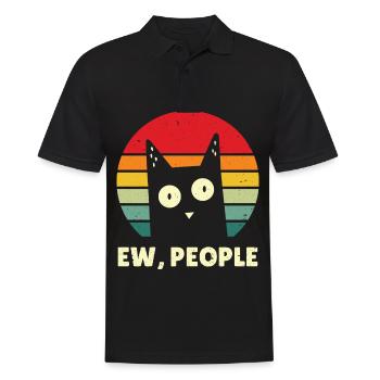 Katze Shirt, Ew People Cat Shirt. Jahrgang - Männer Poloshirt - Schwarz - Vorne - Kai (181cm)