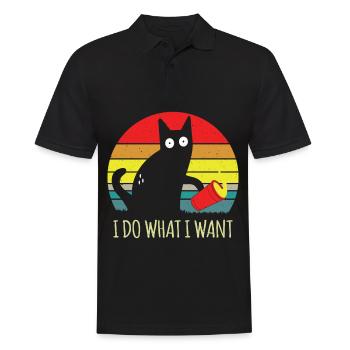 Je fais ce que je veux chat - Polo Homme - noir - Devant - Kai (181cm)
