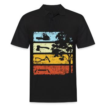 Vintage Lumberjack Woodworking Tree Chainsaw - Männer Poloshirt - Schwarz - Vorne - Kai (181cm)
