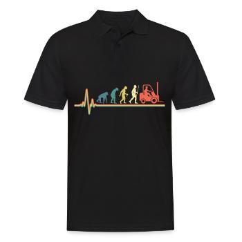 Evolution Forklift Vintage Retro Heartbeat Stacker - Männer Poloshirt - Schwarz - Vorne - Kai (181cm)